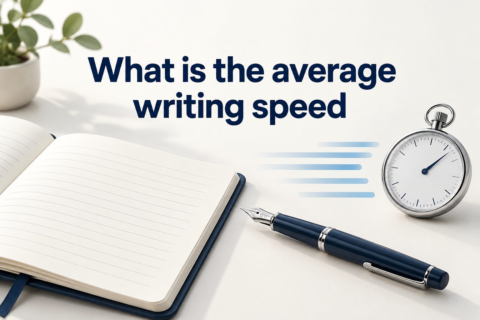 Person typing on a laptop beside a clock, representing average writing speed